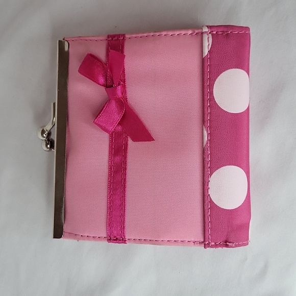 horizon dance Accessories - Pink Polka Dot Wallet Coin Purse with Bow New Horizon Dance 4 x 4 in